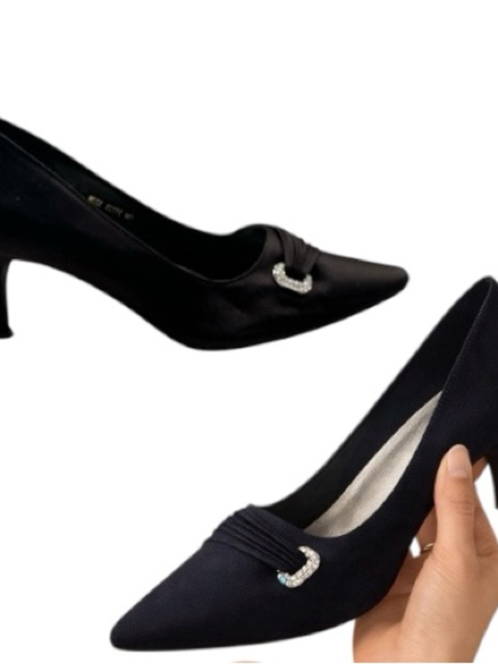 Deep Navy Satin Heels by Touch Ups